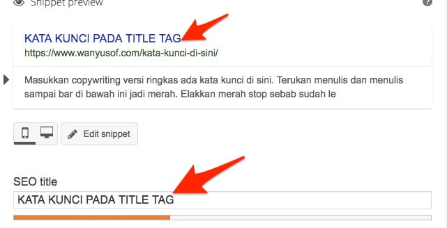 title tag on yoast