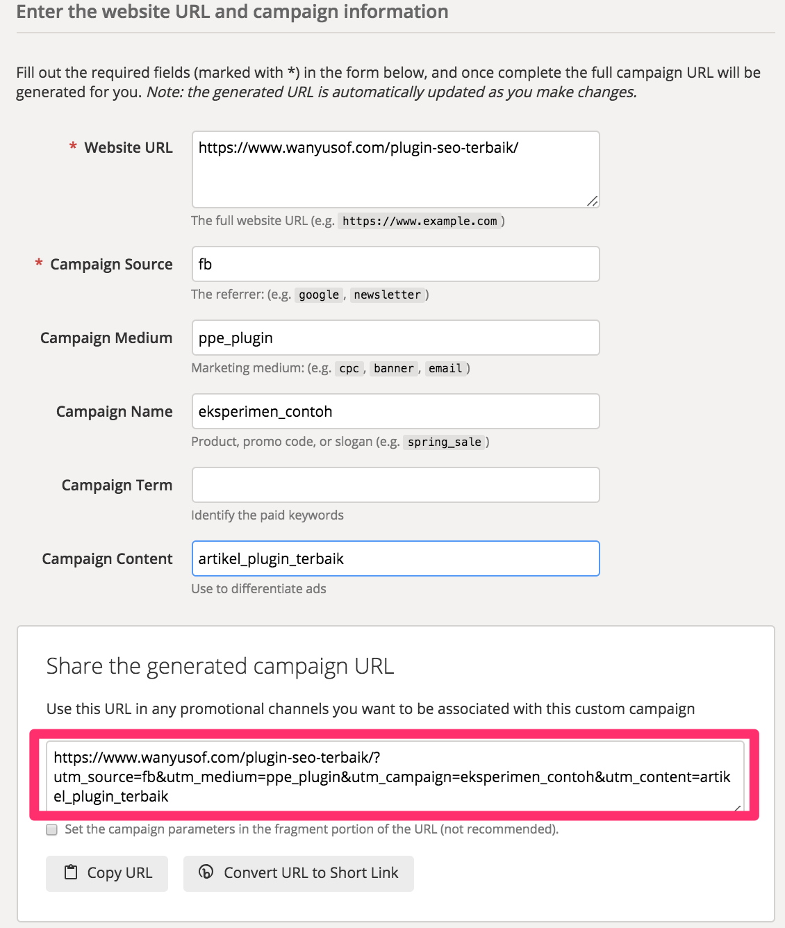 UTM tagging