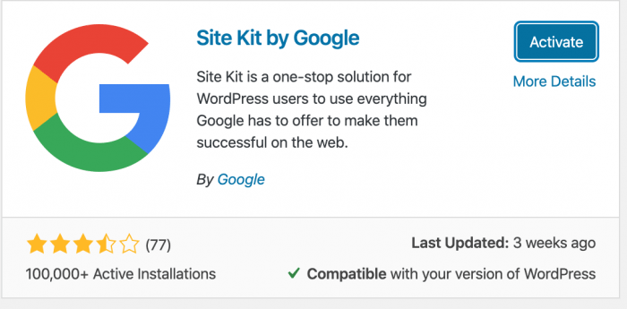 activate google site kit