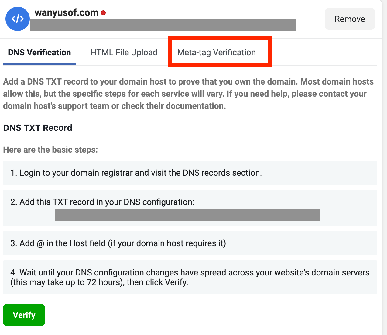 meta tag verification